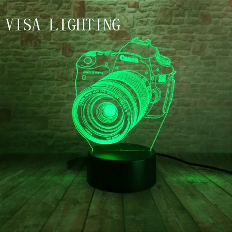 3d camera, stereoscopic desk lamp, led night light, plug-in bedroom bedside lamp, creative gift detail image 1