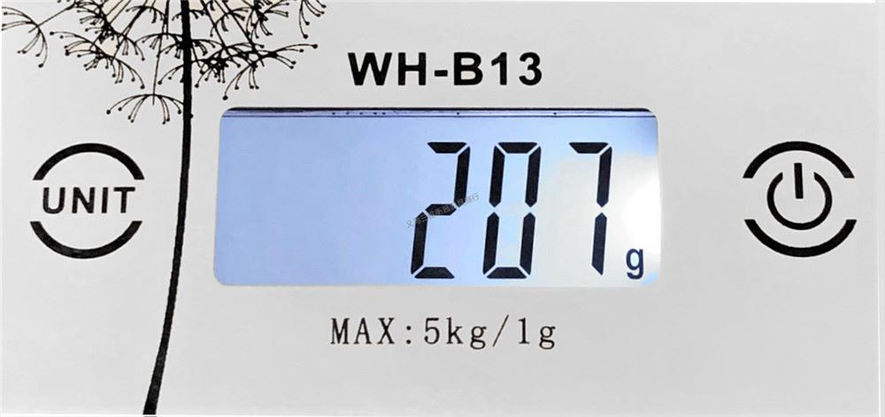 WH-B13全玻璃面精品厨房秤 称5kg小型家用台秤 亮光屏 一体平称面详情图2