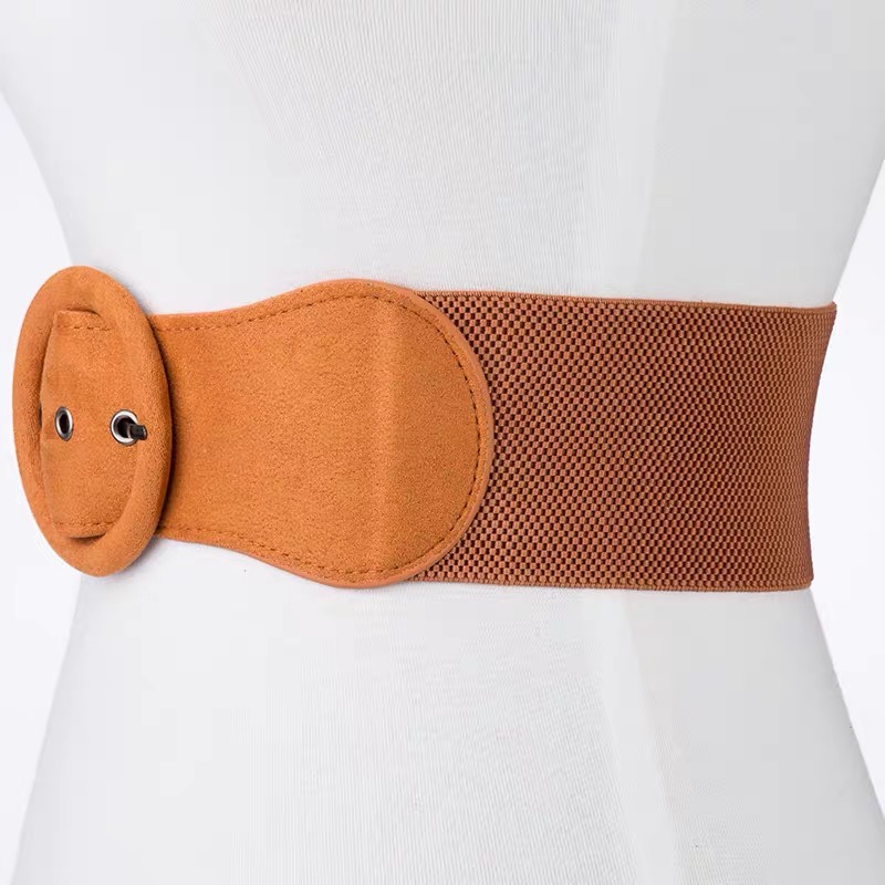Source Factory Wholesale: Round Needle Buckle Wide Belt Elastic Waist Seal Ladies Simple Korean Version Decoration With Skirt Wind Sweater Waist Seal Elastic Bundle undefined