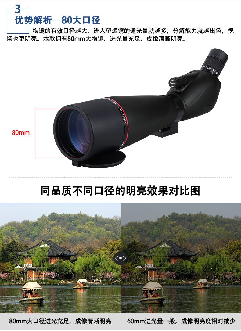 艾斯基20-60x80连续变倍单筒观鸟/观靶望远镜高倍高清微光户外 detail image 7