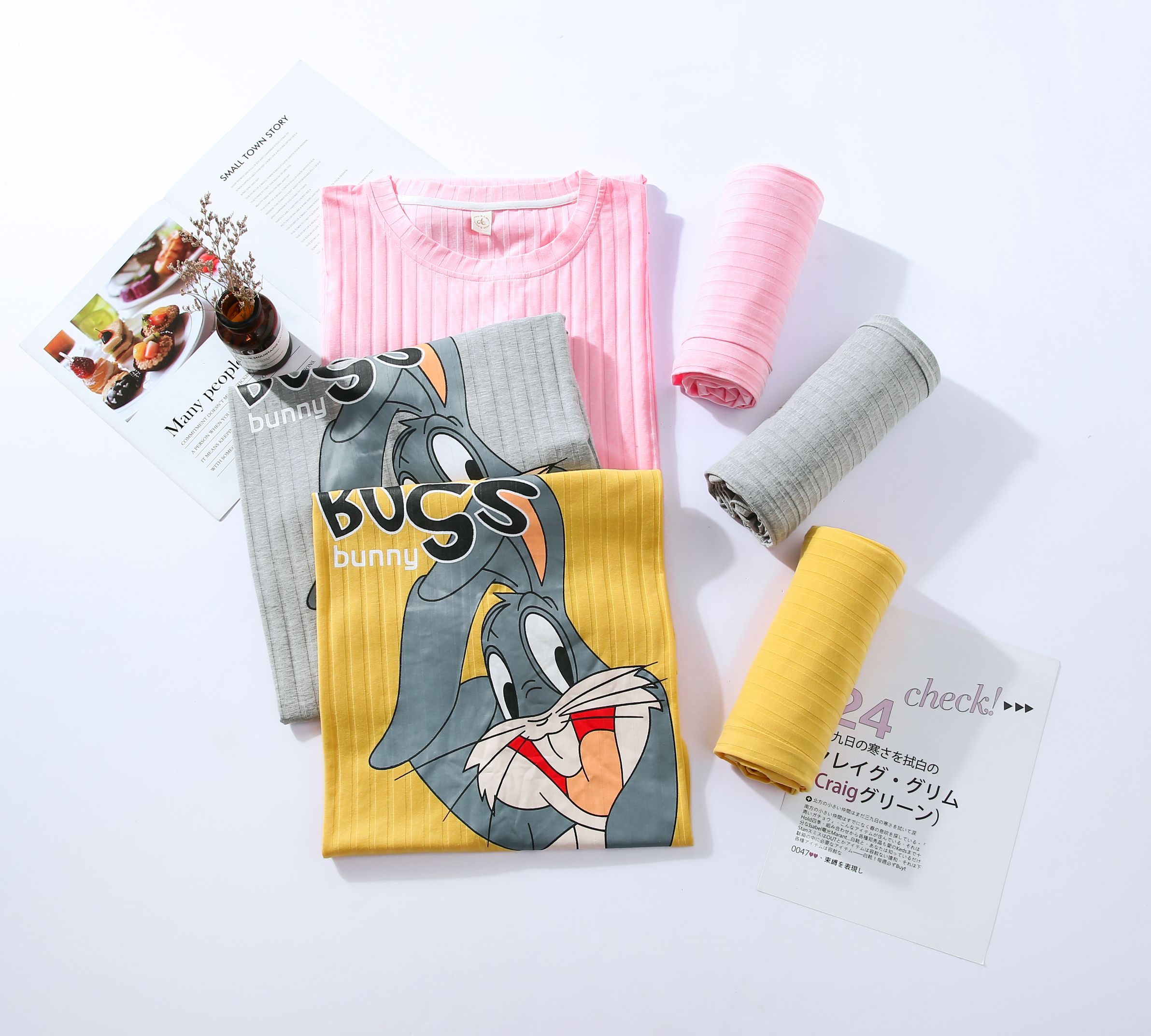 New pure cotton casual home wear with printed rabbit patterns detail image 1
