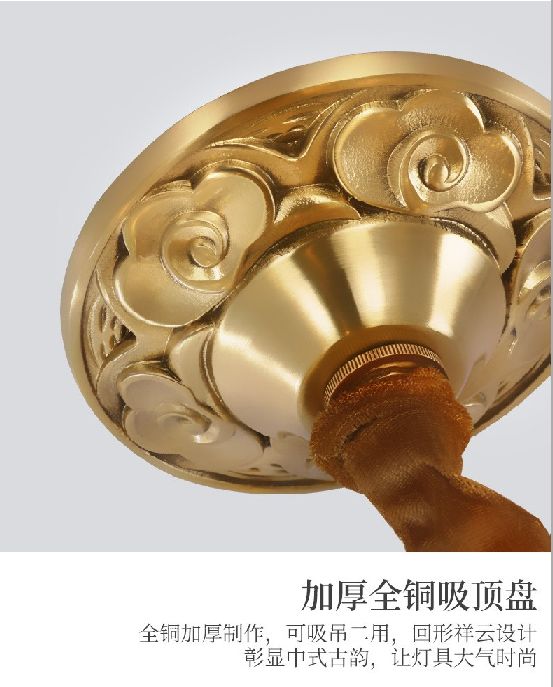 Three new Chinese-style chandeliers made of rosewood, all-copper and glass lampshades, selected by Shanggu detail image 4
