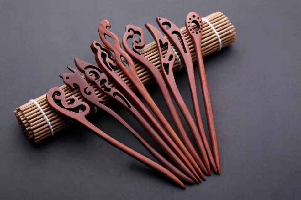 Green sandalwood red sandalwood hairpin hairpin pan hair ornaments Han clothing accessories classical heirloom thumbnail
