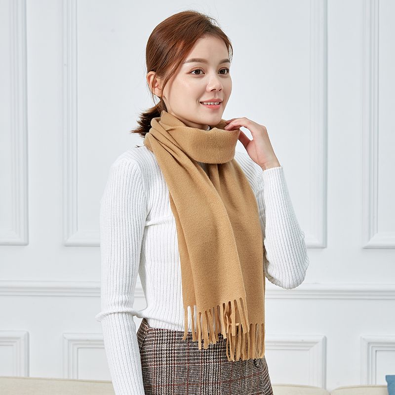 Autumn Winter Ladies Solid Color Double-Sided Cashmere Warm Scarf Polyester Scarf Wholesale