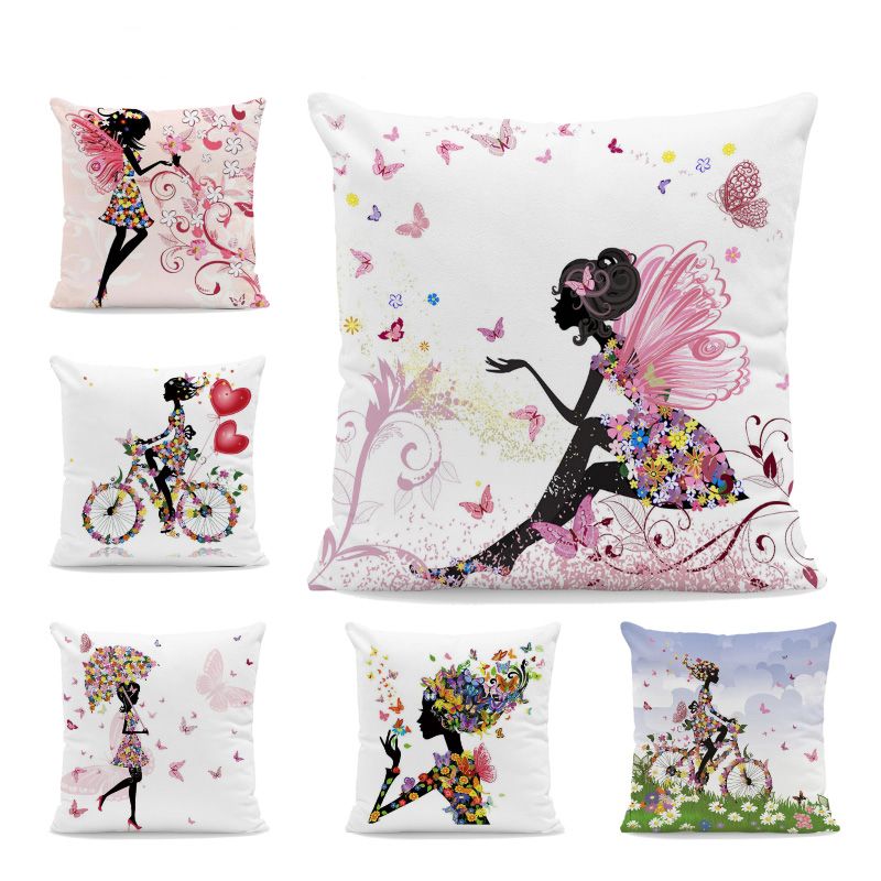 Fresh Watercolor Pure White Background Butterfly Home Fabric Throw Pillow Decoration Living Room Crystal Super Soft Factory Direct Sales