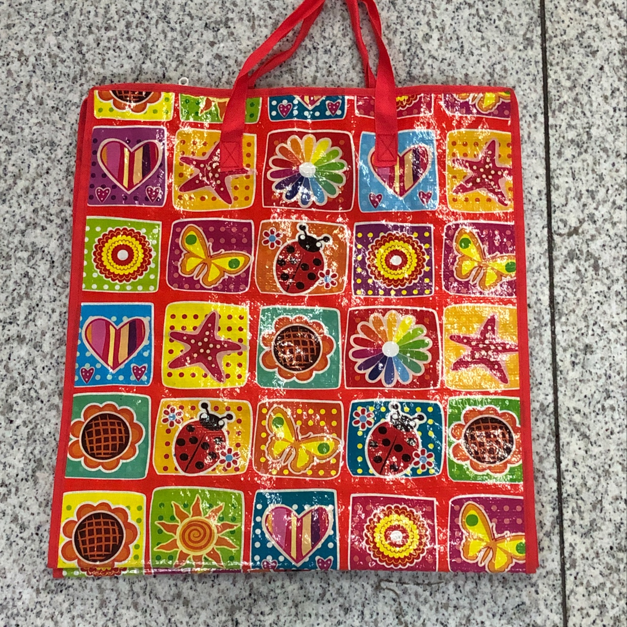 橙色印花布袋中号