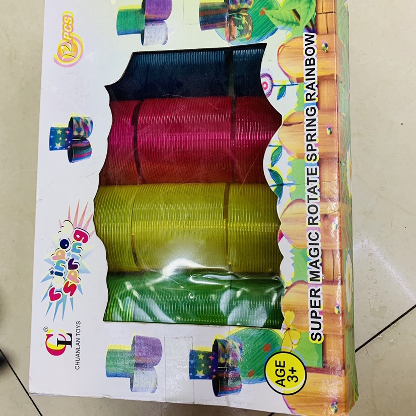 厂家直销彩虹圈玩具6.3com直径单子展示盒弹簧圈叠叠圈宝宝1-2-3岁益智早教儿童魔力彩虹弹力圈