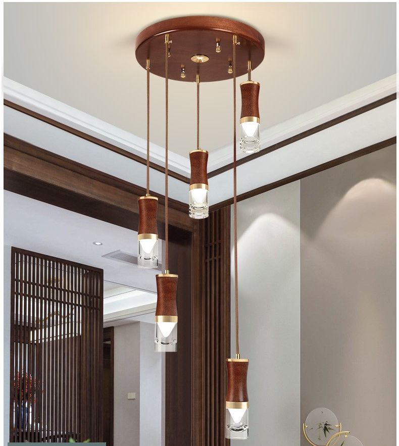Shanggu Carefully selected new products: 6 pieces of Sabili solid wood + copper + acrylic ceiling and staircase lights details Picture