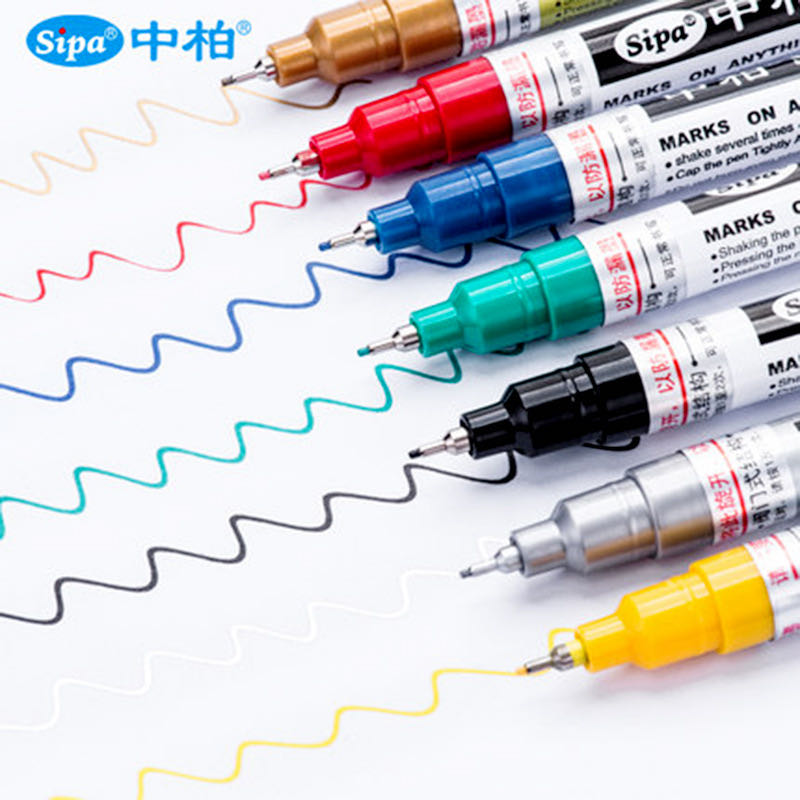 Wholesale genuine Zhongbai SP150 paint pens, 0.7MM fine-tipped needle tube paint pens, tire pens, touch-up graffiti pens details Picture