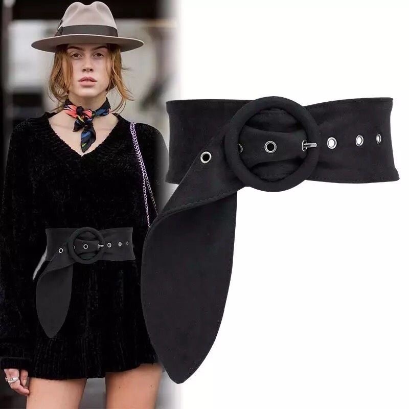 Source Factory Wholesale: Round Buckle Frosted Flannelette Ladies Wide Waist Cover Fashion Ladies Belt Down Coat Belt Skirt Specification drawing