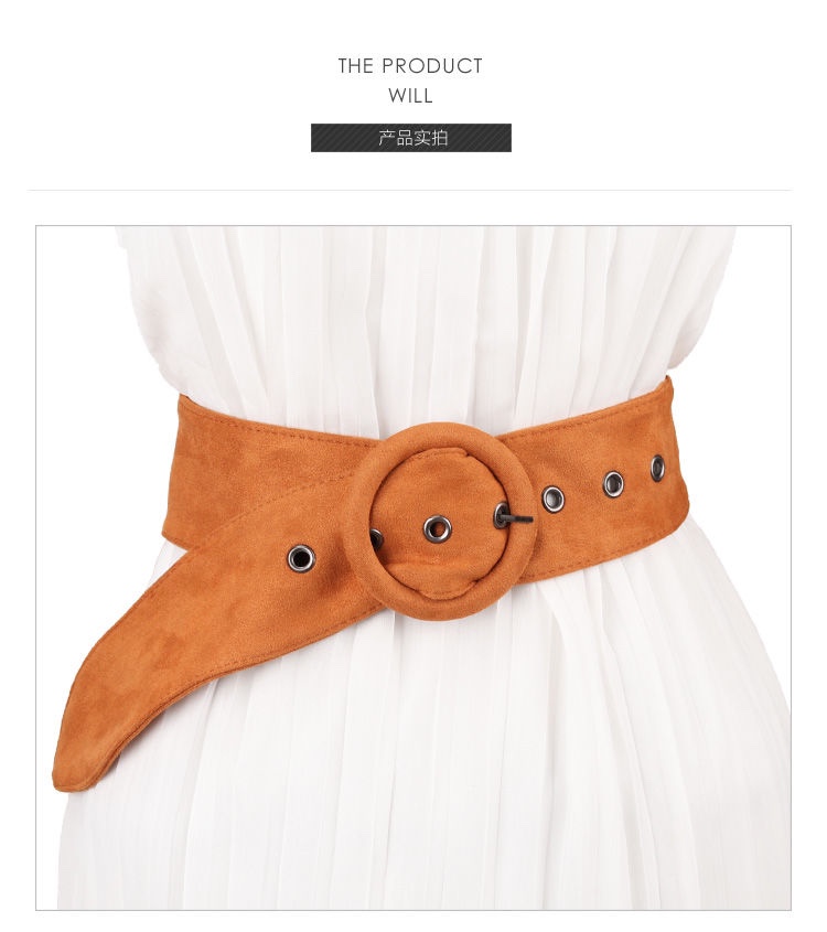 Source Factory Wholesale: Round Buckle Frosted Flannelette Ladies Wide Waist Cover Fashion Ladies Belt Down Coat Belt Skirt Item Picture