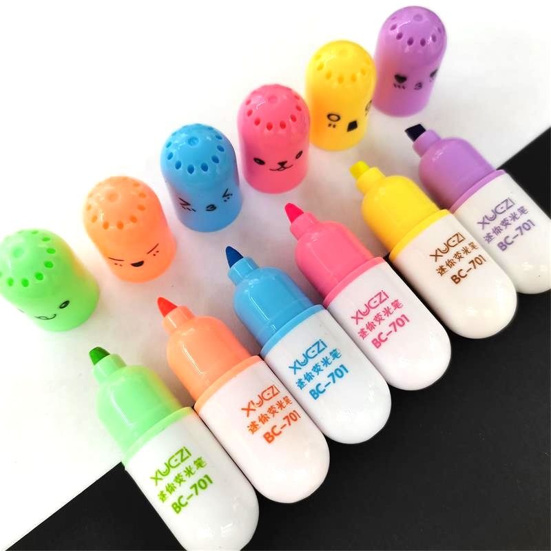 Naughty Little Maruko-zi highlighter 6 color cartoon pill capsule underline pen marker pen Korean version color lovely stationery thumbnail