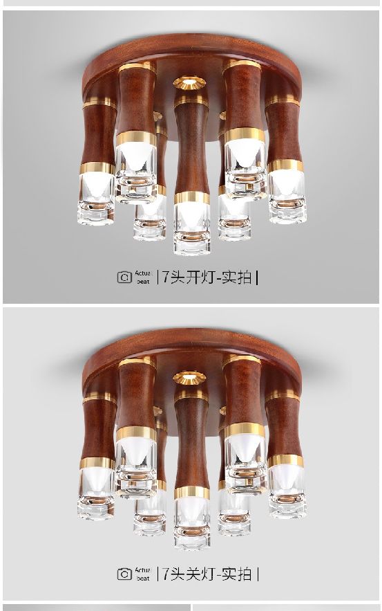 Shanggu's selected new products: 3+1 heads of Sabili solid wood + copper + acrylic ceiling and staircase lights