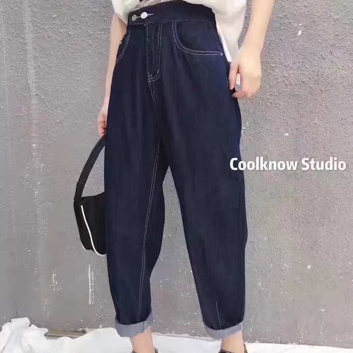 Summer new thin jeans KZF66068 straight leg pants loose daddy grandma pants female radish pants