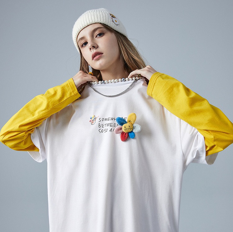 "Foreign trade premium T-shirt Men's Wear Heavyweight Casual Business [Recommended by Viya] Taipingniao men's Wear small flower short-sleeved T-shirt Men's trendy printed base layer Couple Half-sleeved top.