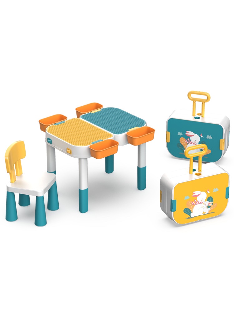 二合一可当拉杆大小颗粒积木桌兼容乐高积木儿童男女孩多功能学习旅行箱详情图4