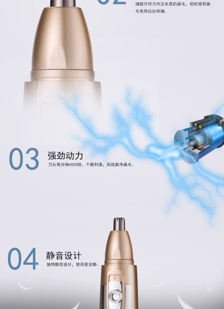 SM-403 Electric Nose Hair Trimmer for men, battery-powered blade, washable for shaving nose hair and ear hair detail image 6