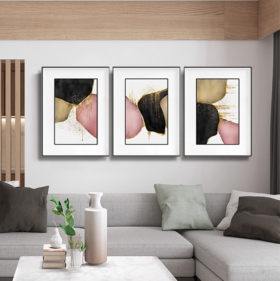 本来·画 双框鎏金画沙发背景墙装饰画