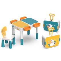 二合一可当拉杆大小颗粒积木桌兼容乐高积木儿童男女孩多功能学习旅行箱