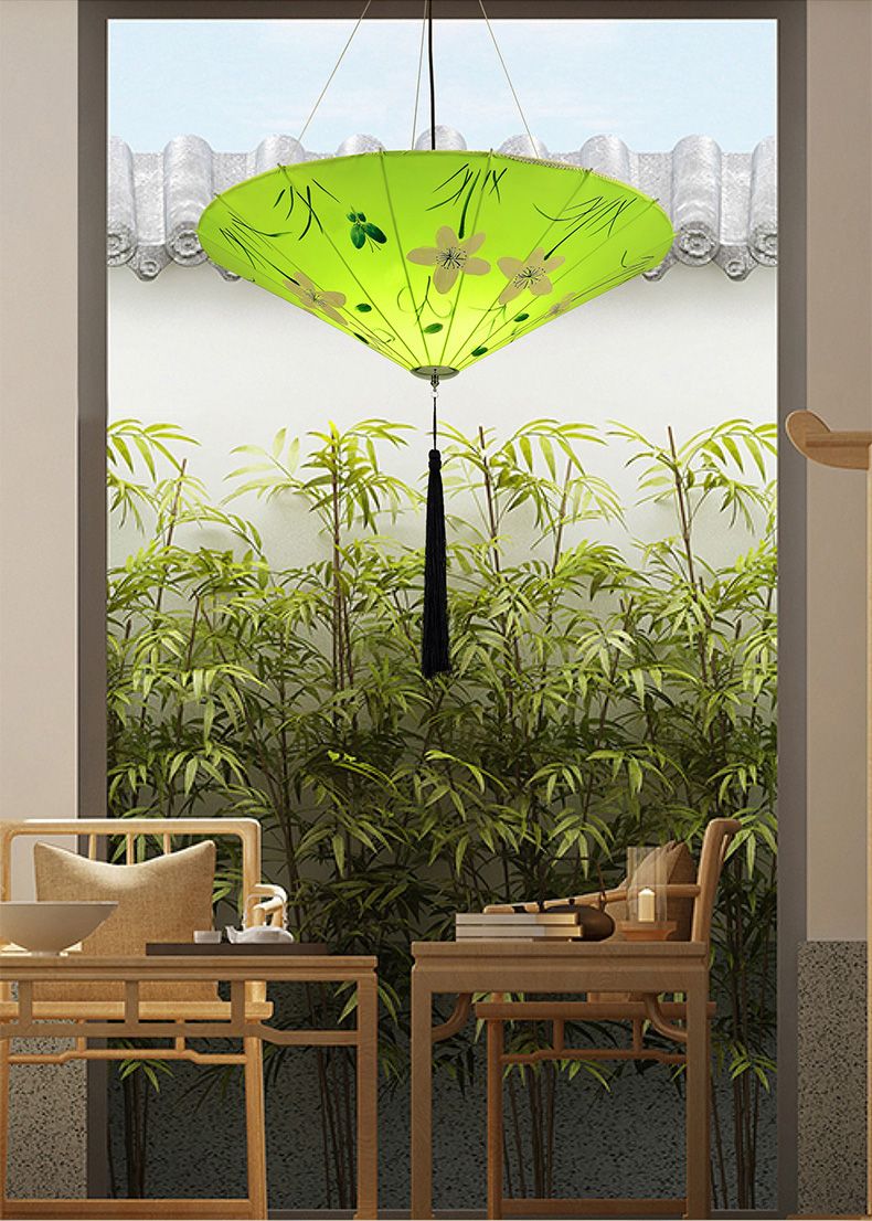 50新中式雨伞小吊灯创意布艺中国风伞灯火锅店茶室餐厅饭店灯笼详情图16