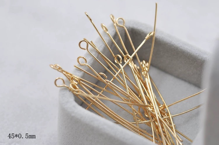 Zhongxing accessories: Pure copper plated with real gold, 9-shaped needle connection, 9-shaped needle, crochet, 45*0.5mm, no color fading details Picture