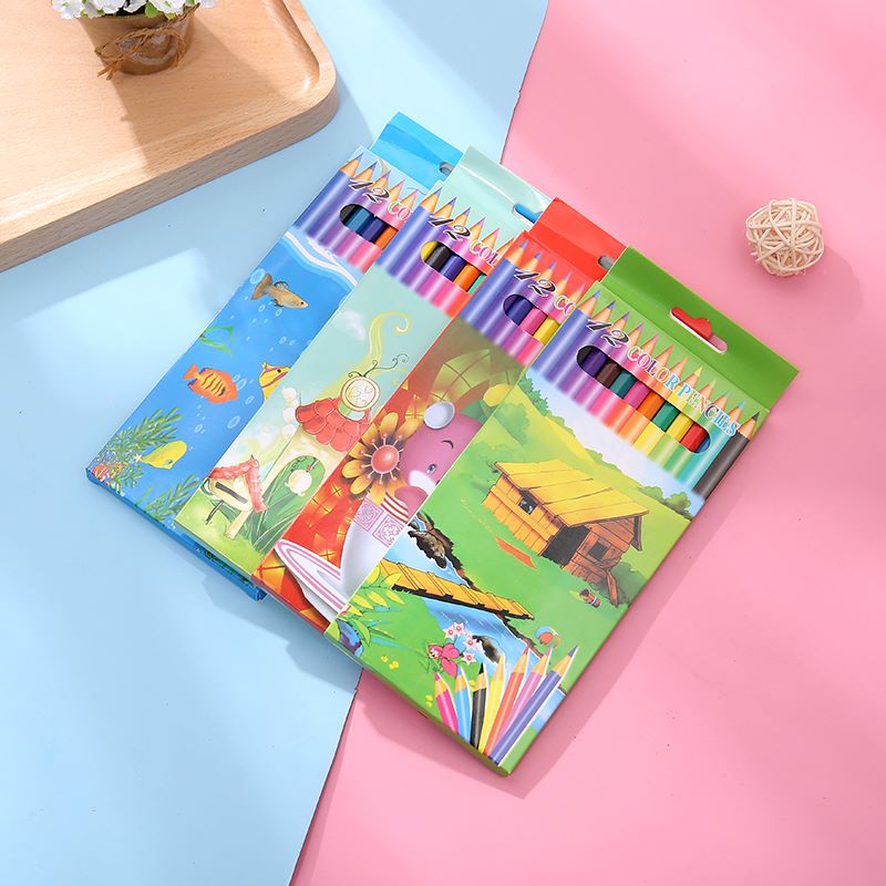 Kindergarten pupils doodle painting professional color 12 color long box pencils thumbnail