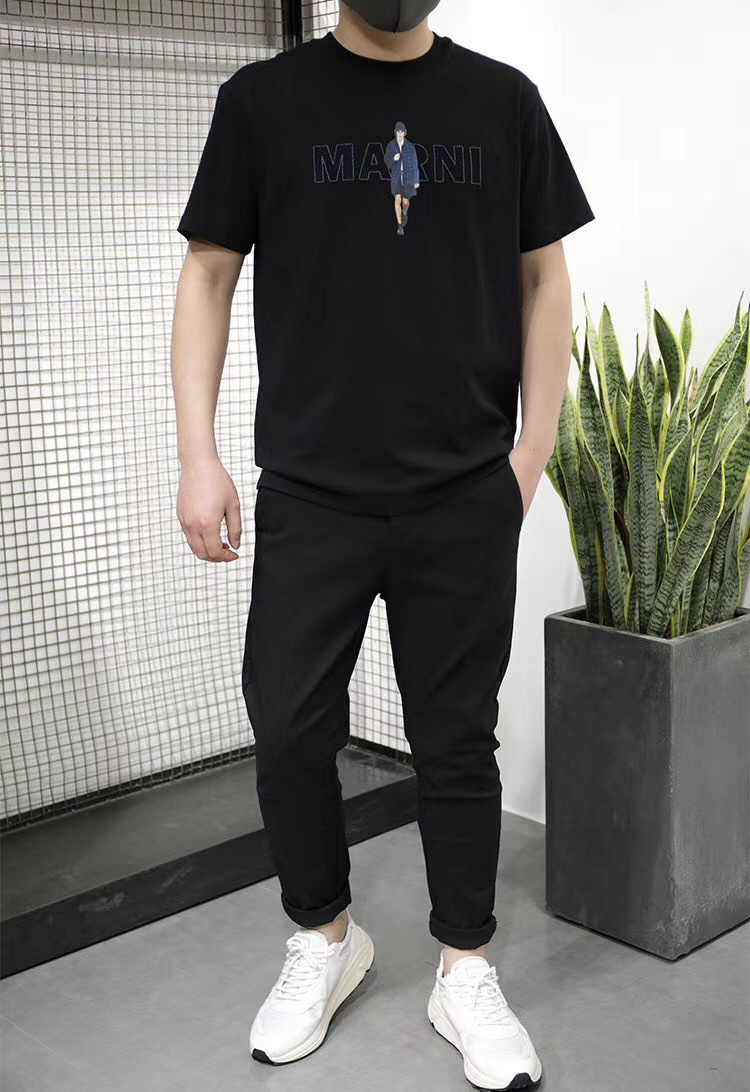 2020 Summer New Cotton Trend Loose Casual Printed Round Neck Short Sleeve T-Shirt Black And White Two Color Optional Version Of The Atmosphere Looks Good undefined