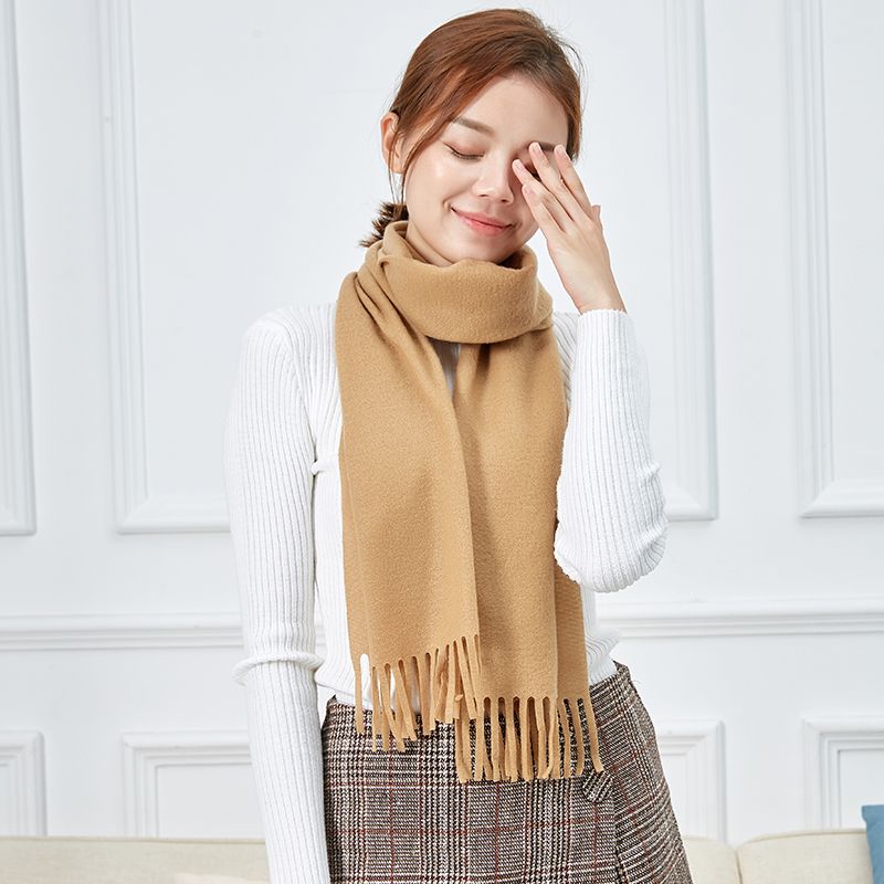 Autumn Winter Ladies Solid Color Double-Sided Cashmere Warm Scarf Polyester Scarf Wholesale details Picture