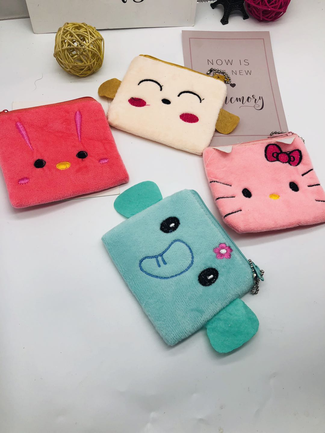 Small fresh super cute cute baby velvet animal ear coin purse details Picture