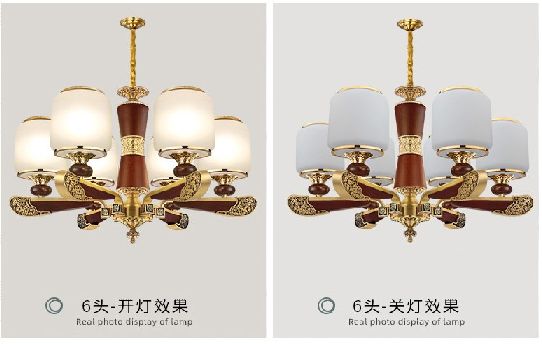 Shanggu carefully selected new products: 6 Chinese-style chandeliers made of rosewood, all-copper and glass lampshades details Picture