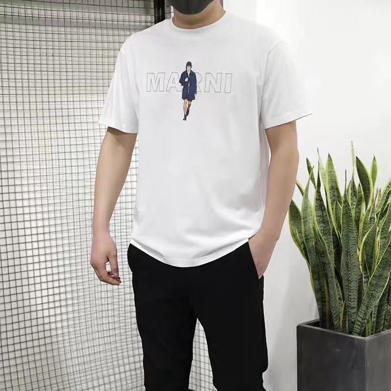 2020 Summer New Cotton Trend Loose Casual Printed Round Neck Short Sleeve T-Shirt Black And White Two Color Optional Version Of The Atmosphere Looks Good details Picture
