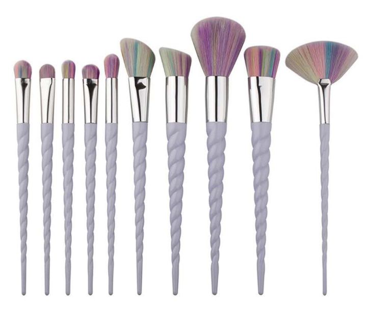 10 spiral purple makeup Brushes set beauty makeup tool thumbnail