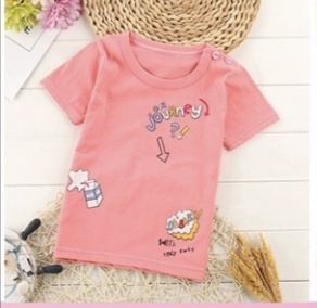 Pink baby print shirt with short sleeves thumbnail
