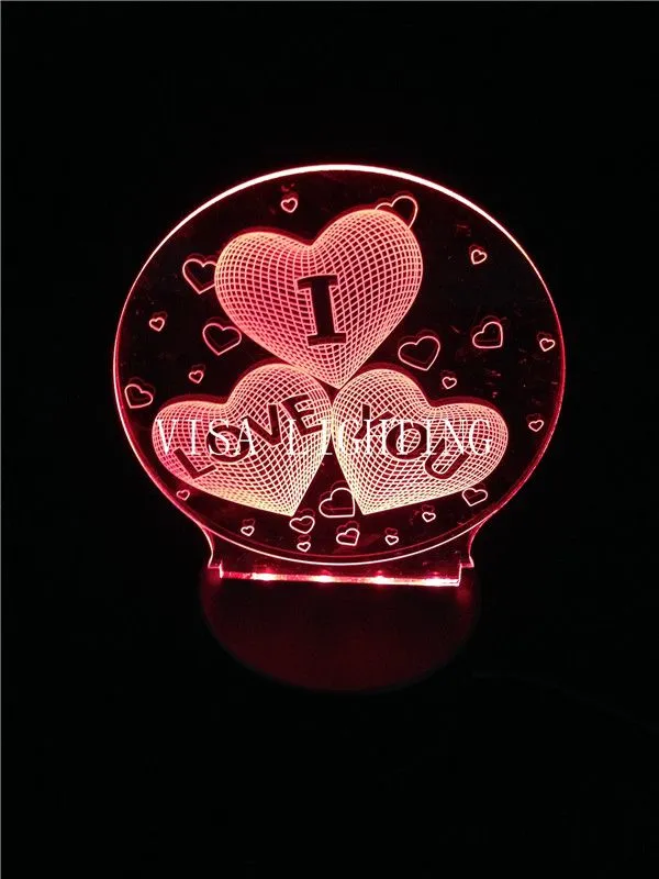 3D night light three-position switch touch USB power supply I LOVE U led seven-color light detail image 4