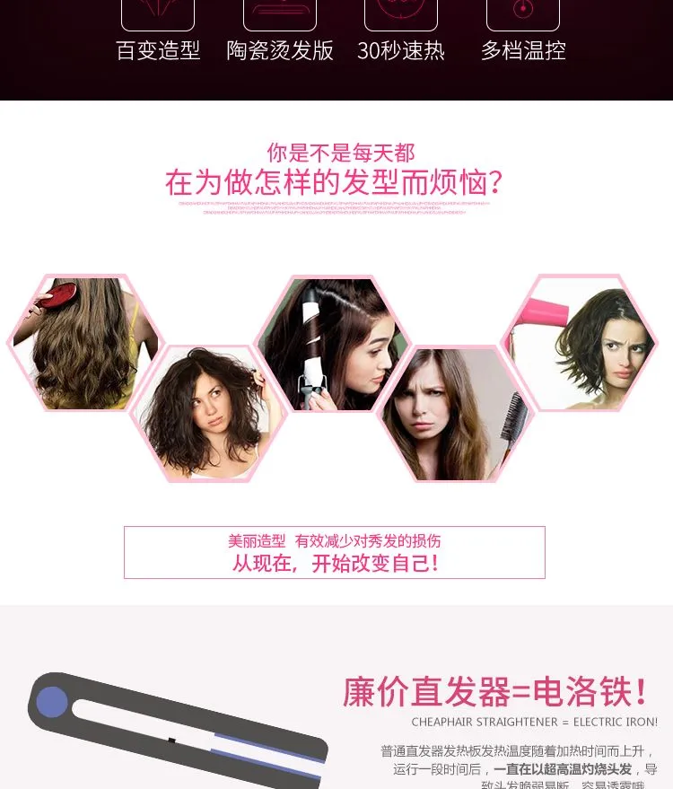 MS-5955 Cross-border e-commerce Hair Straightener, double-sided electric plywood, ceramic household temperature-adjustable straightener, perming detail image 2