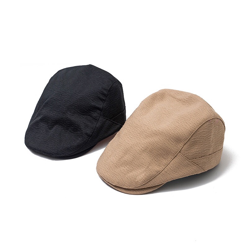 夏季鸭舌帽子男透气遮阳帽贝雷帽字纯色前进帽亚麻清凉女画家帽产品图