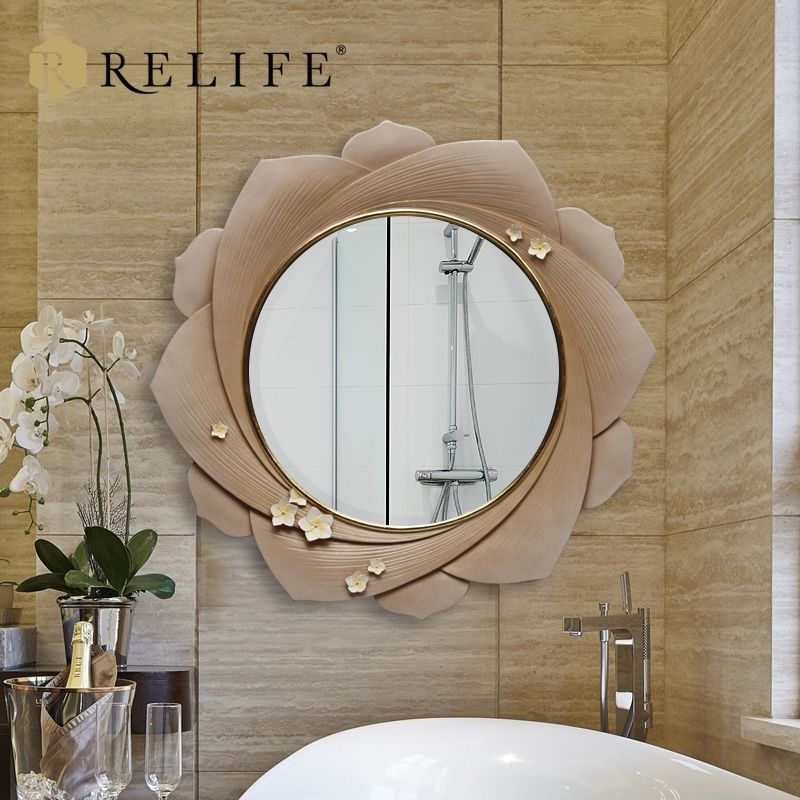 Wall Mirror Resin flower Engraving Bathroom Mirror thumbnail