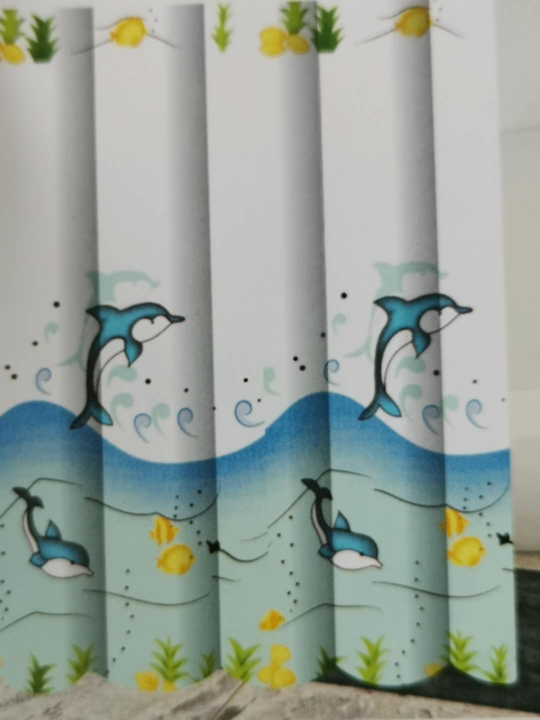 色丁布扣浴帘细节图