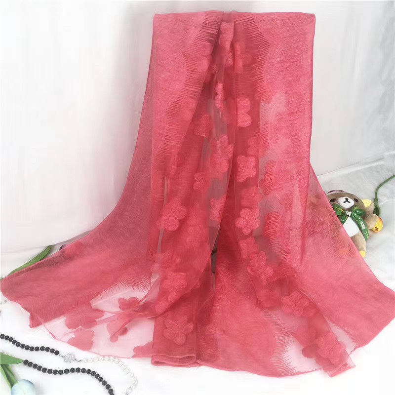 Summer Hollow Shawl Scarf Full Of Flowers Specification drawing