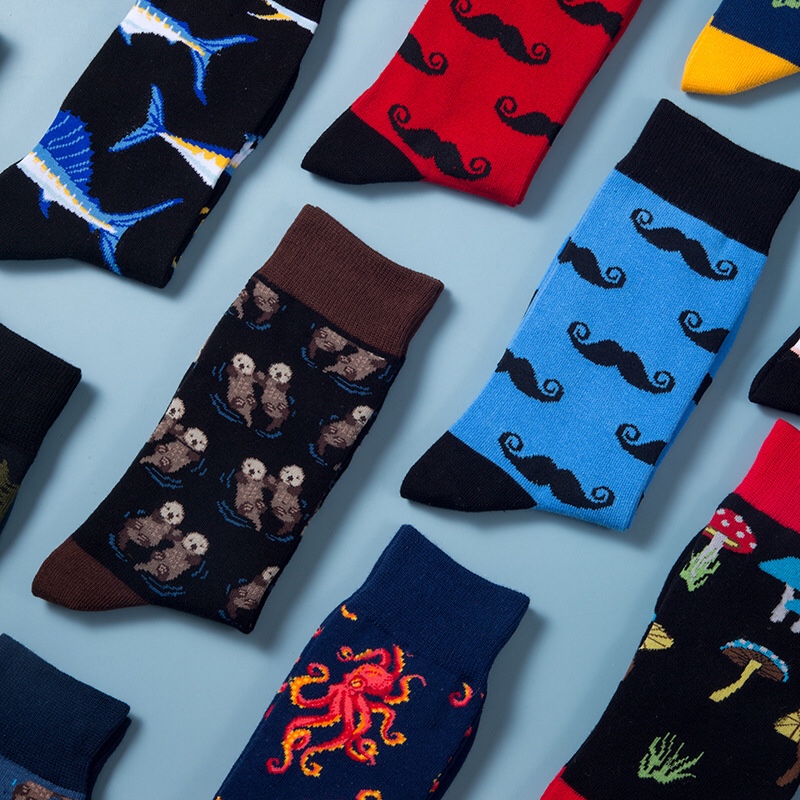 MOXIAO's new mushroom smiley face US dollar element trendy men's socks are sold both domestically and internationally Specification image
