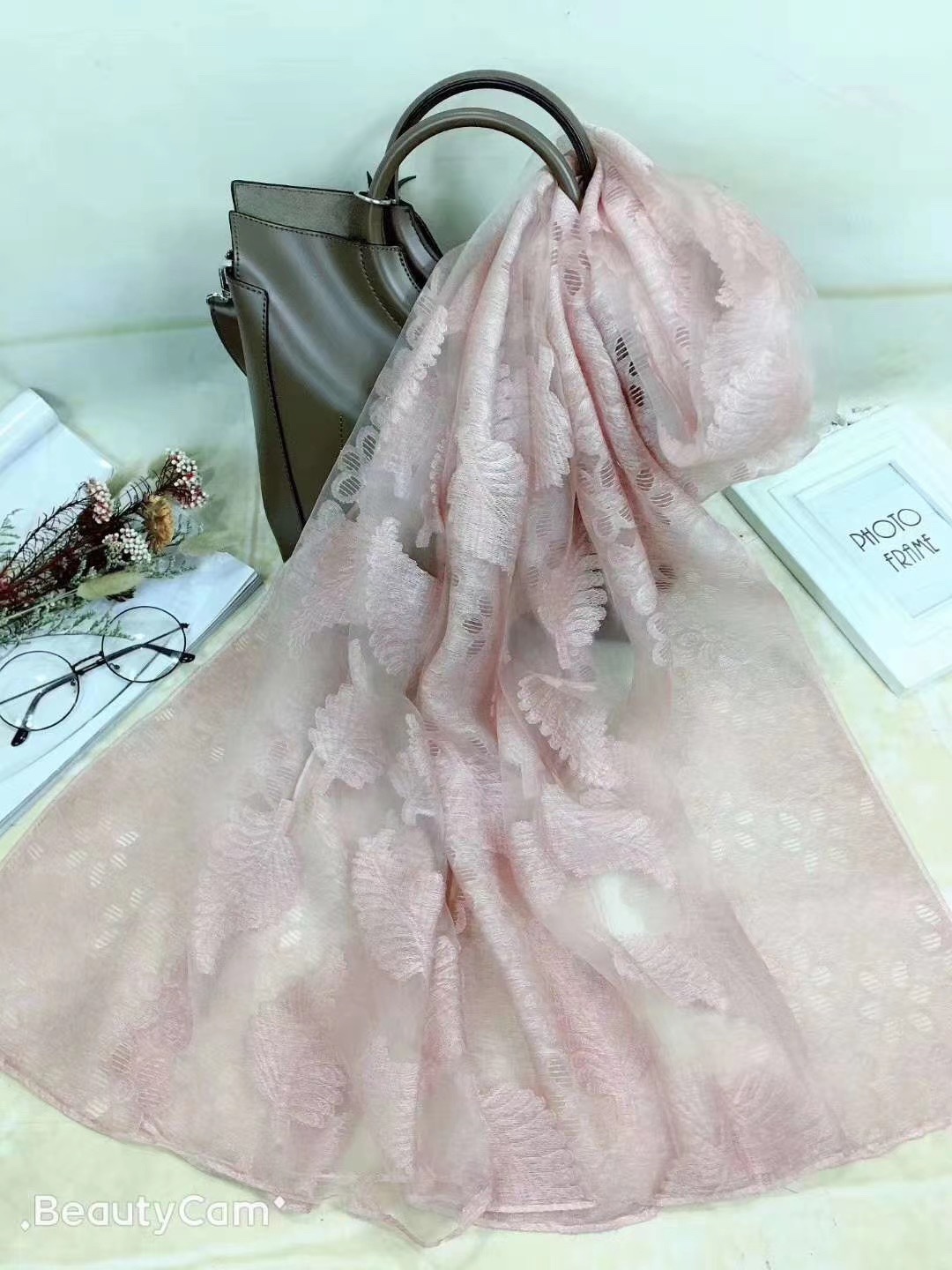 Summer Hollow Shawls Scarf Leaves Specification drawing
