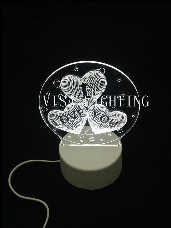 3D night light three-position switch touch USB power supply I LOVE U led seven-color light detail image 3