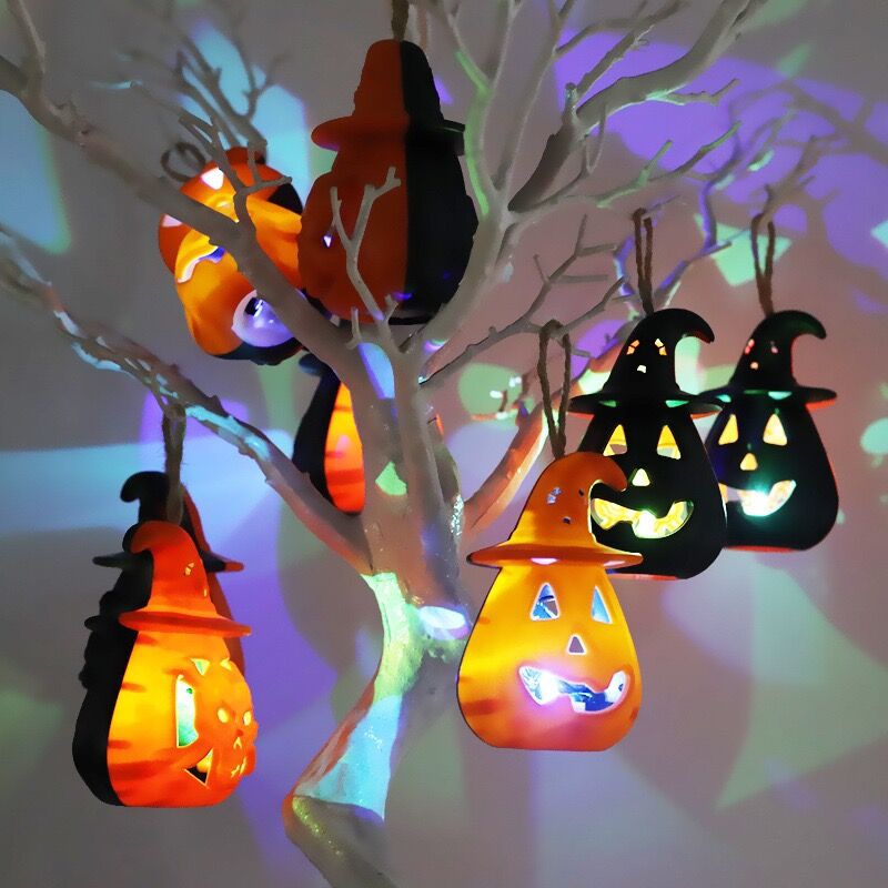 Halloween pumpkin lantern LED seven-color flash, terrifying skull lantern, new capped pumpkin candle lantern, small horse lantern Item Picture
