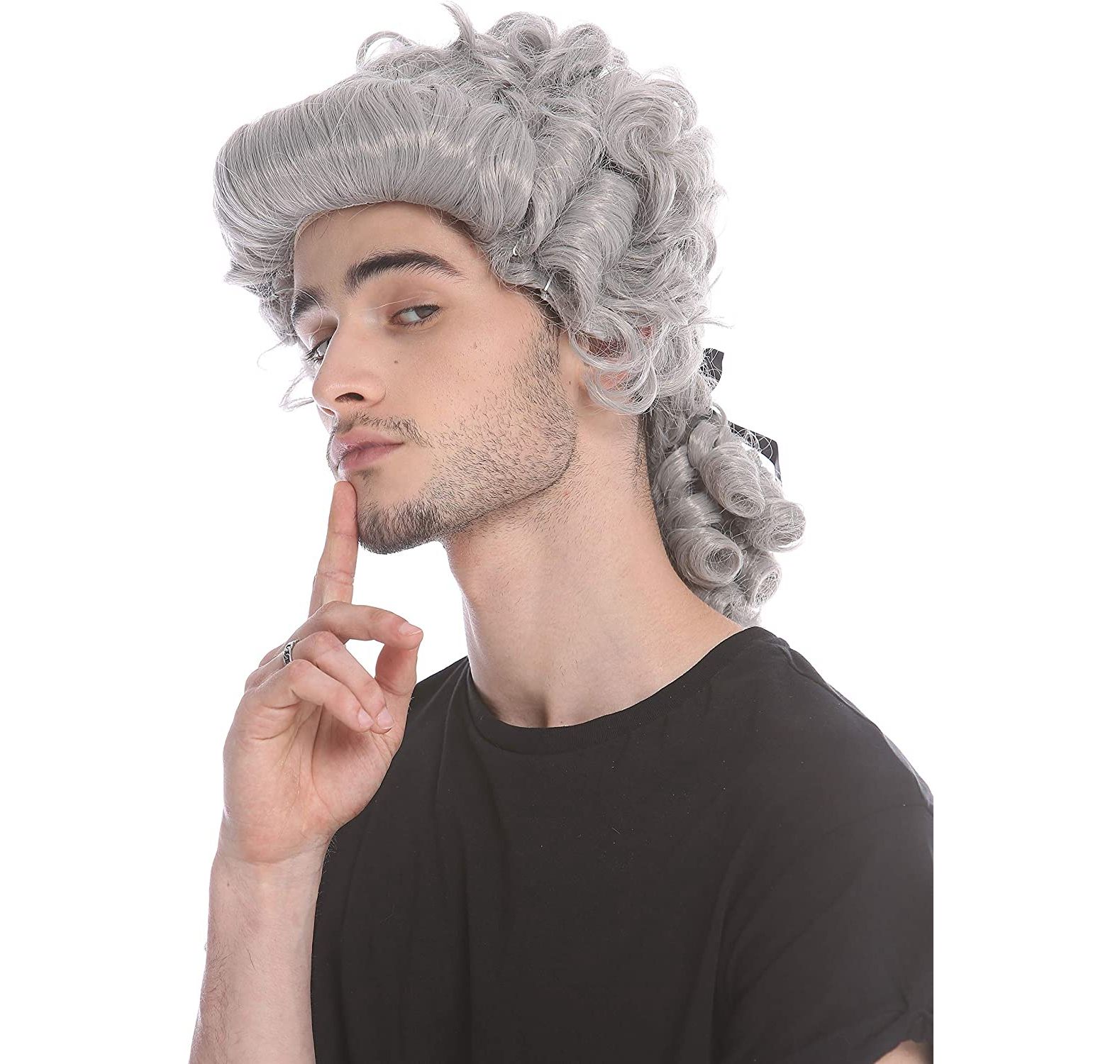 Grey lawyer judge wig head cover pic 1