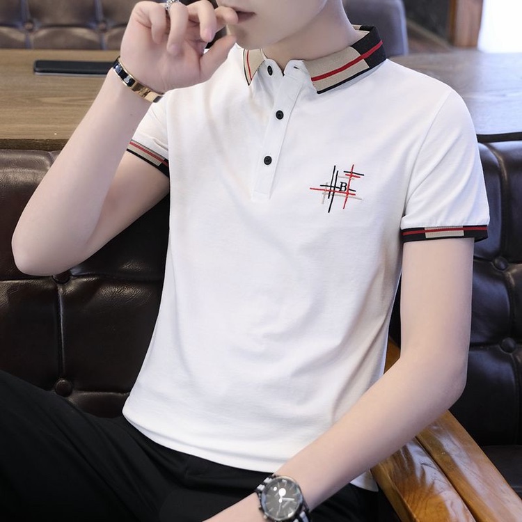 New Polo shirts for summer 2020: lapel summer suit for men, slim embroidered cotton short-sleeved T-shirt for popular logo Paul for men