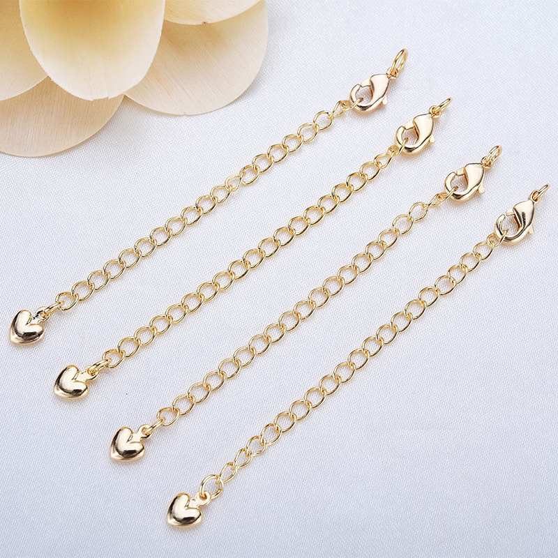Zhongxing Accessories Factory offers direct sales of extended chains with lobster buckles and heart-shaped pendants
