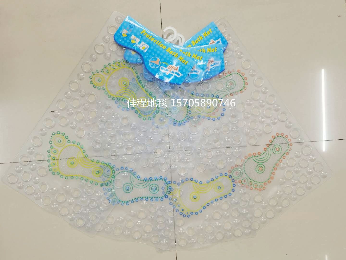Transparent round-hole colored foot bathroom mat, anti-slip mat, bathroom massage mat, pvc foot mat, foot floor mat Item Picture