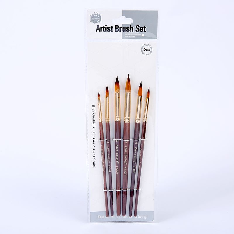 Acrylic oil brushes set with 6 coffee pole tips thumbnail