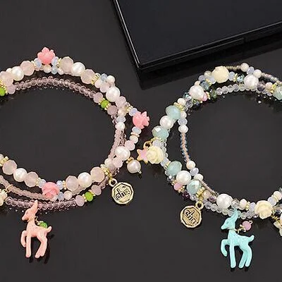 The crystal sika deer bracelet is laying 147 on