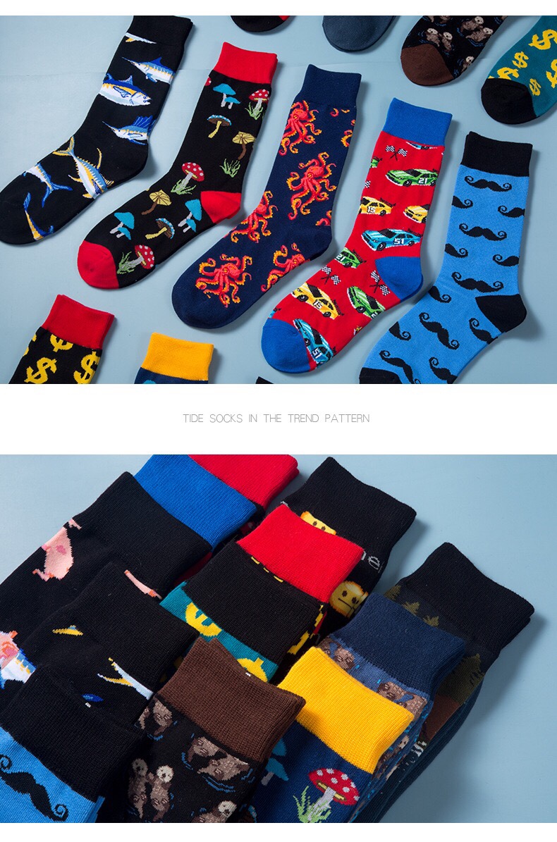 MOXIAO's new mushroom smiley face US dollar element trendy men's socks are sold both domestically and internationally undefined